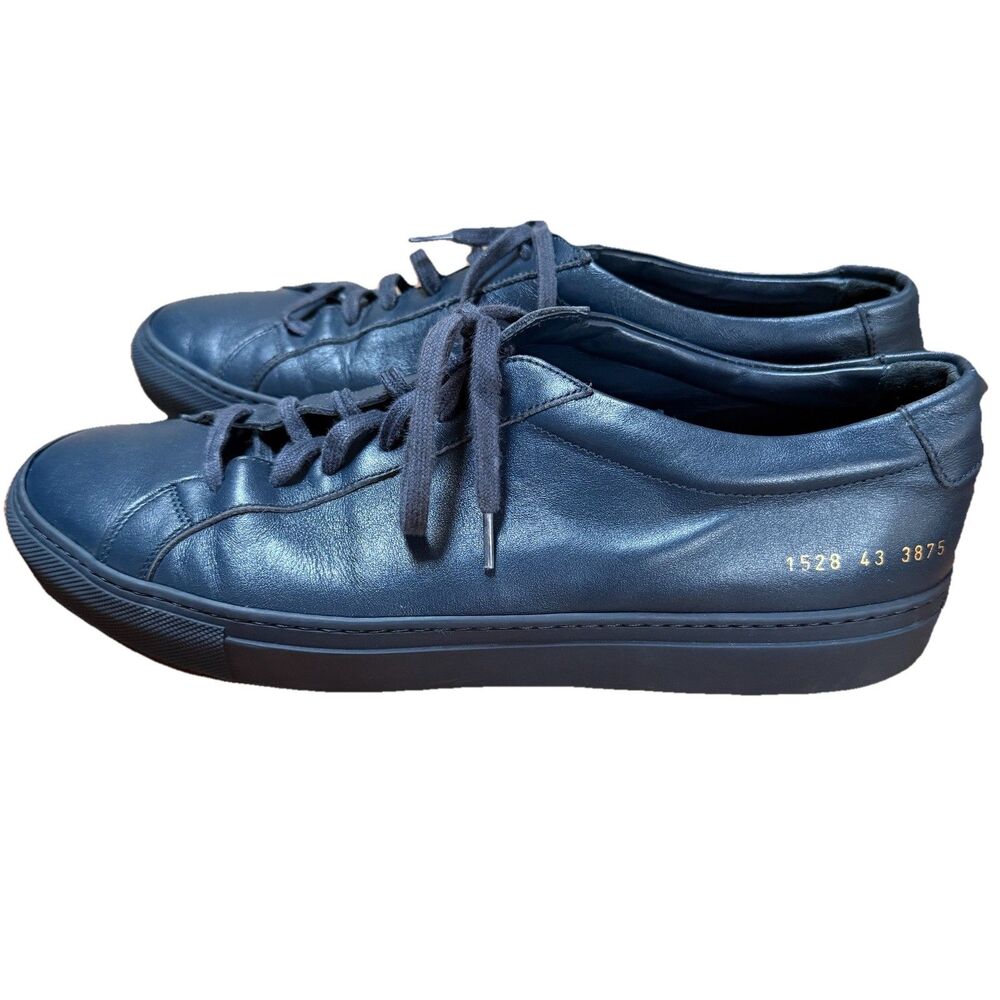 Common Projects ORIGINAL ACHILLES LOW Navy Leather Men 43 EU 10 US Made In Italy - Picture 3 of 12